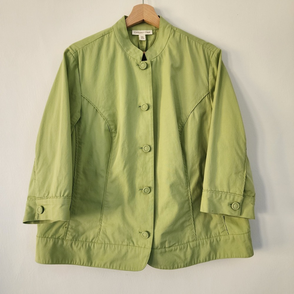 Coldwater Creek Womens Lime Green Cotton Button Front Jacket Size W18
